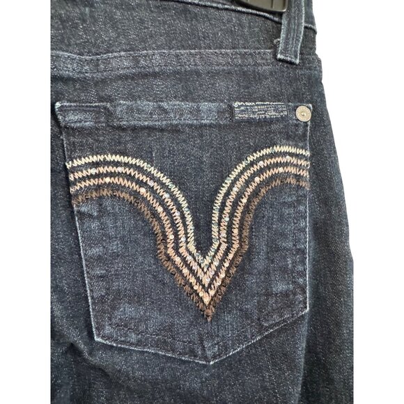 7 For All Mankind Womens Straight Leg Jeans Size 24 Medium Wash Dark Denim Cotto - Picture 7 of 9
